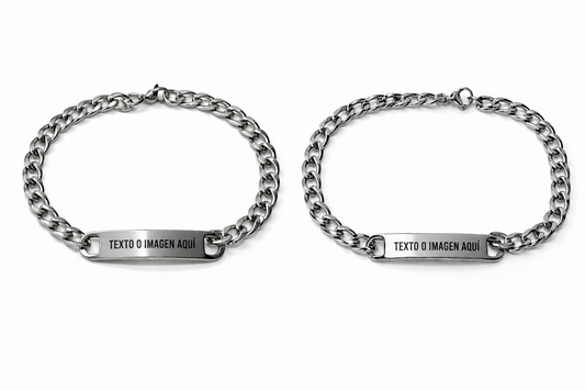 Pulseras duo de pareja Silver    - Personalizada