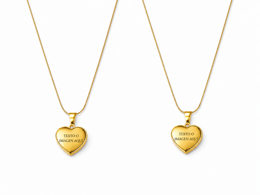 Collar  duo de pareja Gold  corazon pequeño    - Personalizada
