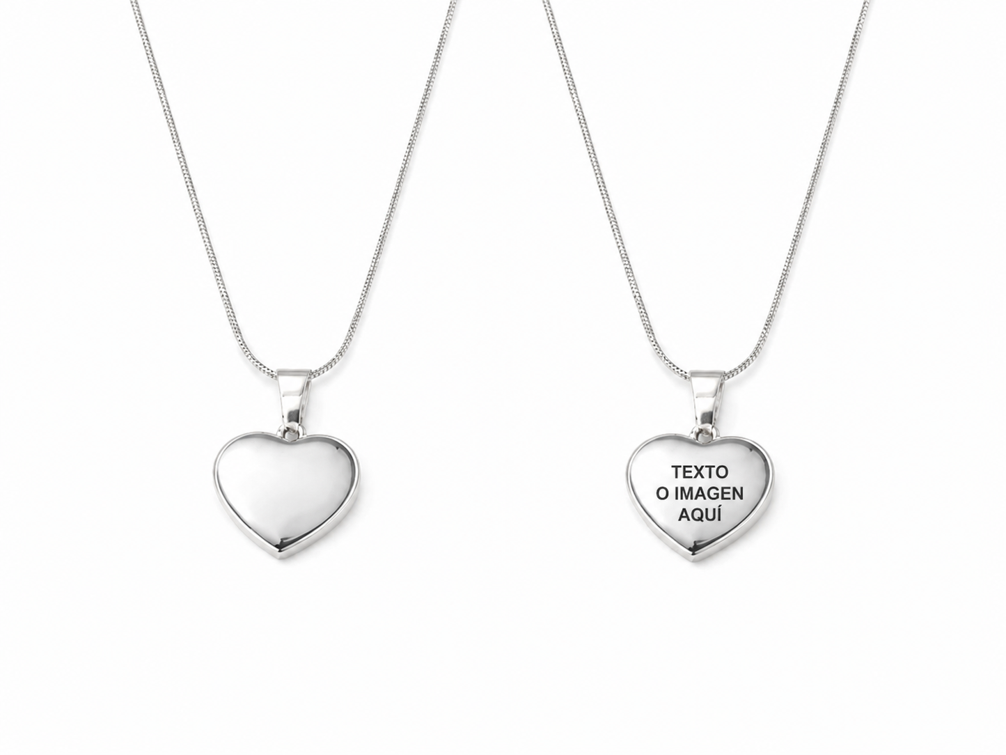 Collar  duo de pareja silver   corazon grande    - Personalizada