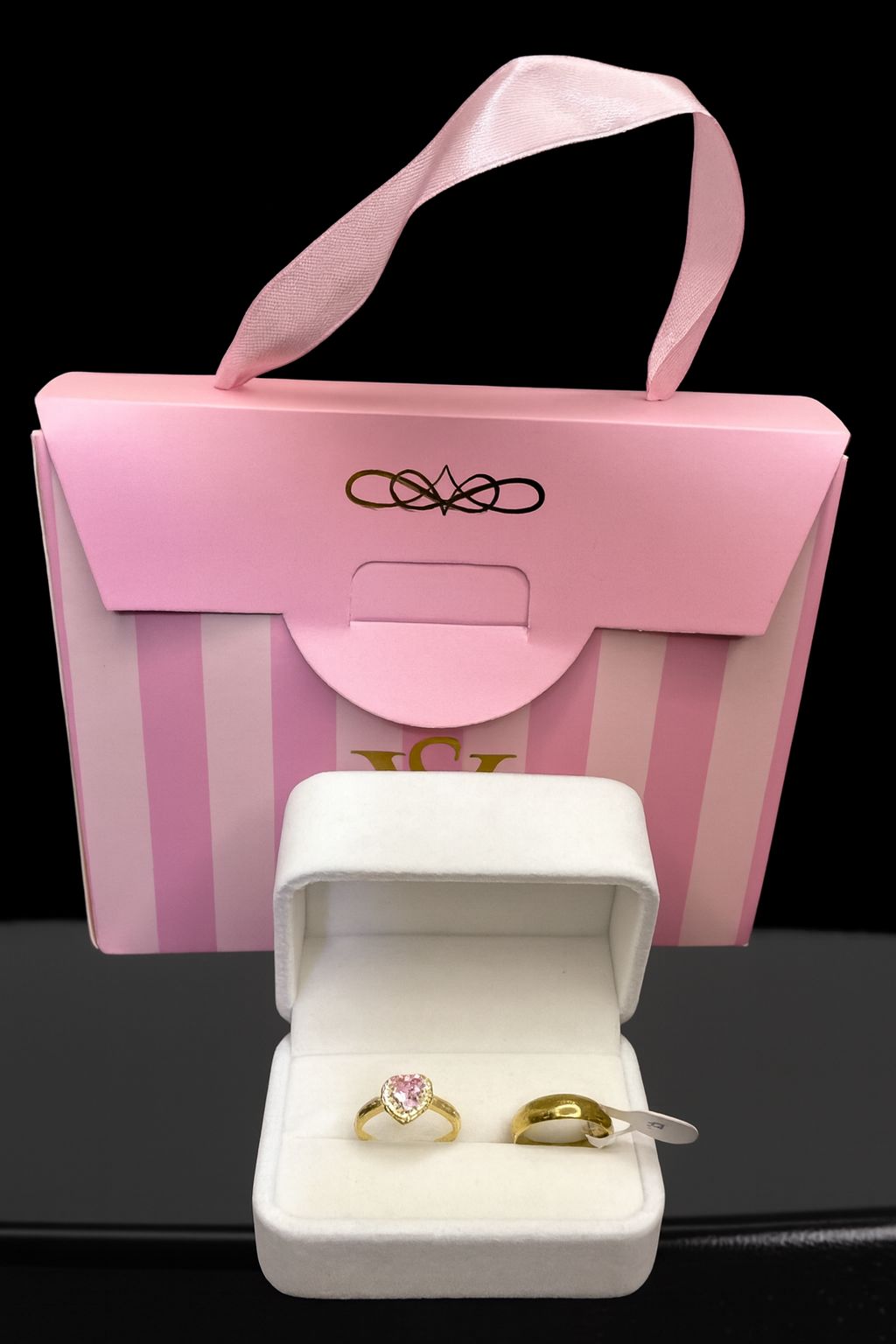 Anillos promesa - enchapado en oro corazon rosa