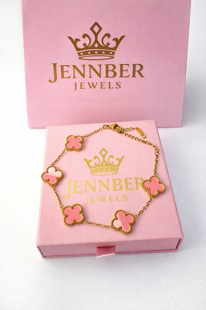 Pulsera trebol -  rosa