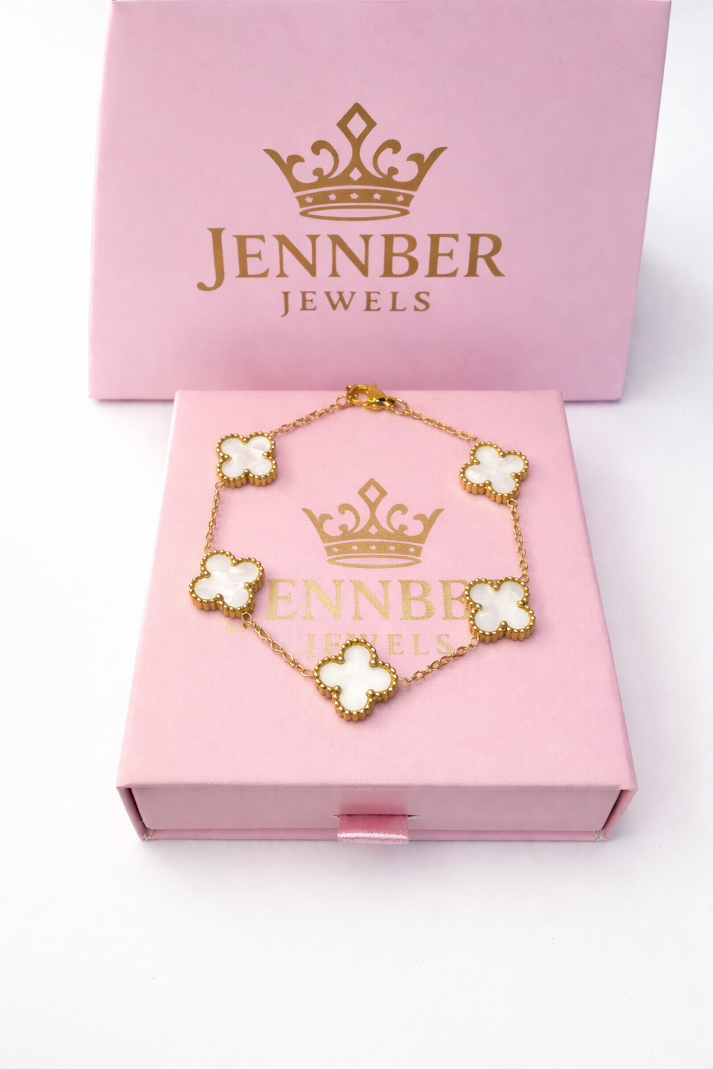 Pulsera trebol -  gold white