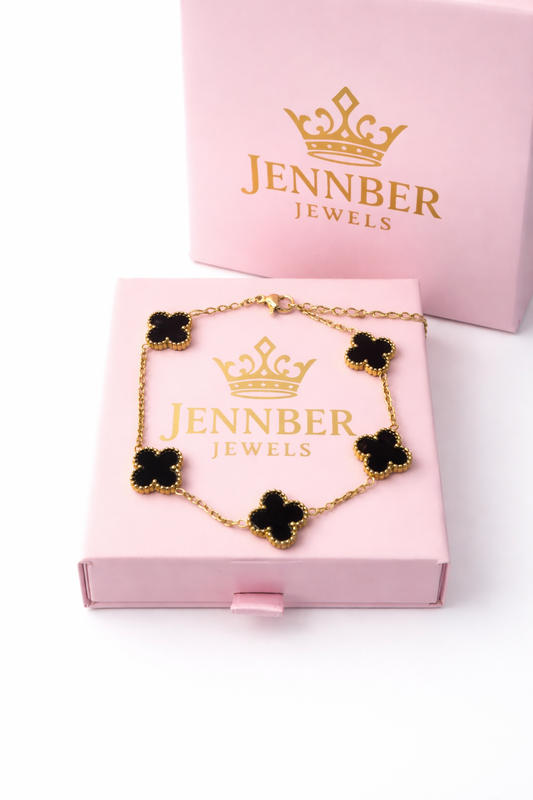 Pulsera trebol -  Gold black