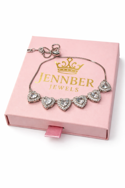 Pulsera modelo swarosky - Corazon blanco ajustable