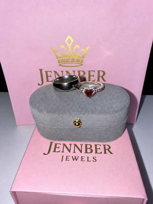 Anillo promesa  - Plata ley 925 corazon rojo