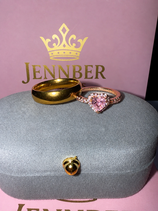 Anillo promesa  -  Enchapado en oro rosa corazon rosa