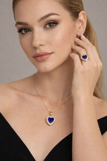 Set dúo Zafiro  gold   - oro rosa piedra azul