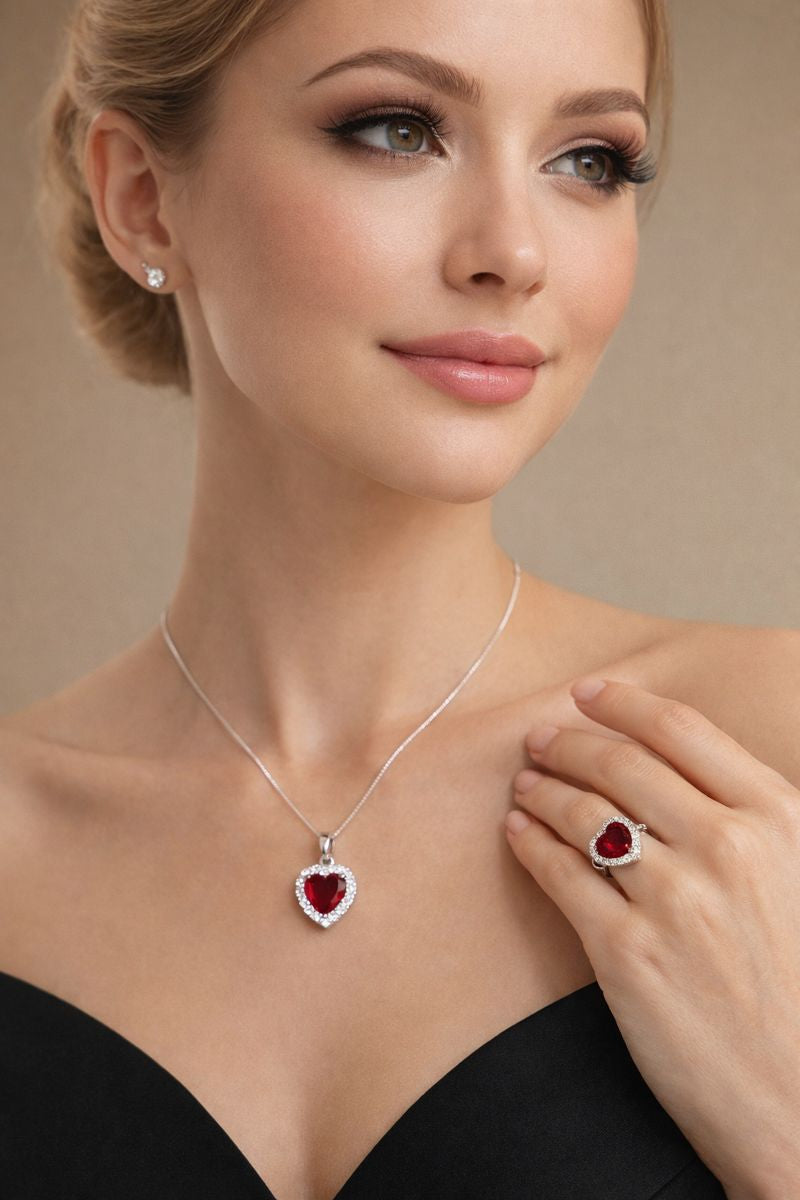 Set dúo  Ruby -corazon rojo