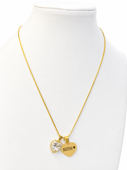 Collar dorado glam  - corazon  pequeño personalizado  Gold