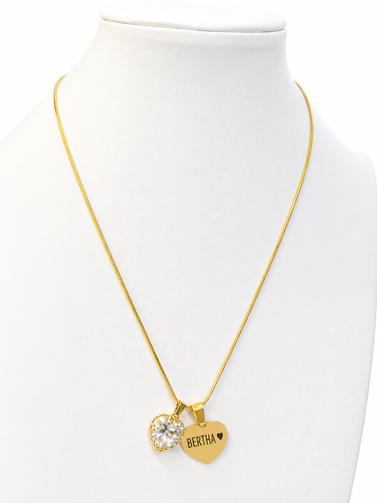 Collar dorado glam  - corazon  pequeño personalizado  Gold