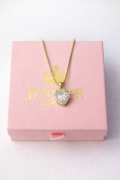 Collar  dorado glam piedra blanca   - Acero inoxidable