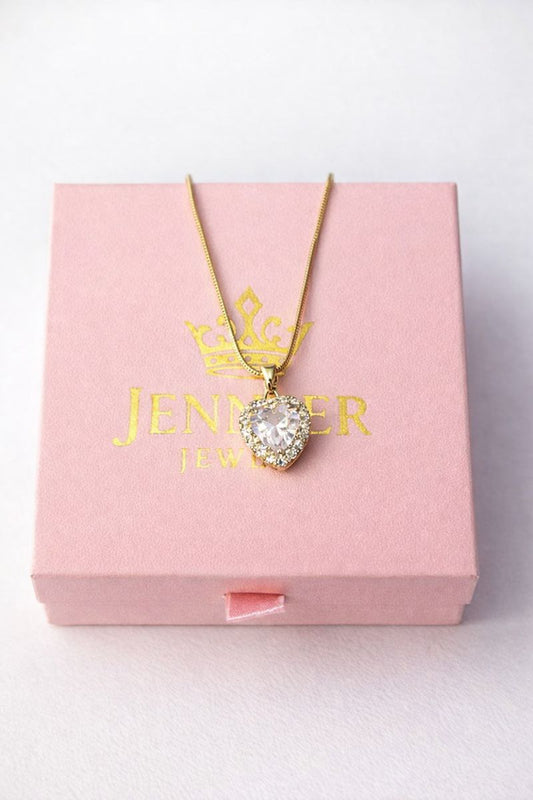 Collar  dorado glam piedra blanca   - Acero inoxidable
