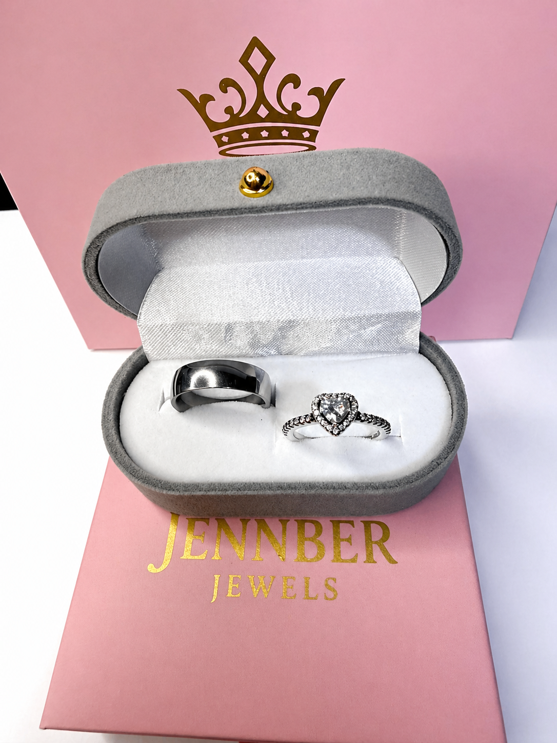 Anillo promesa  - Plata ley 925 corazon blanco