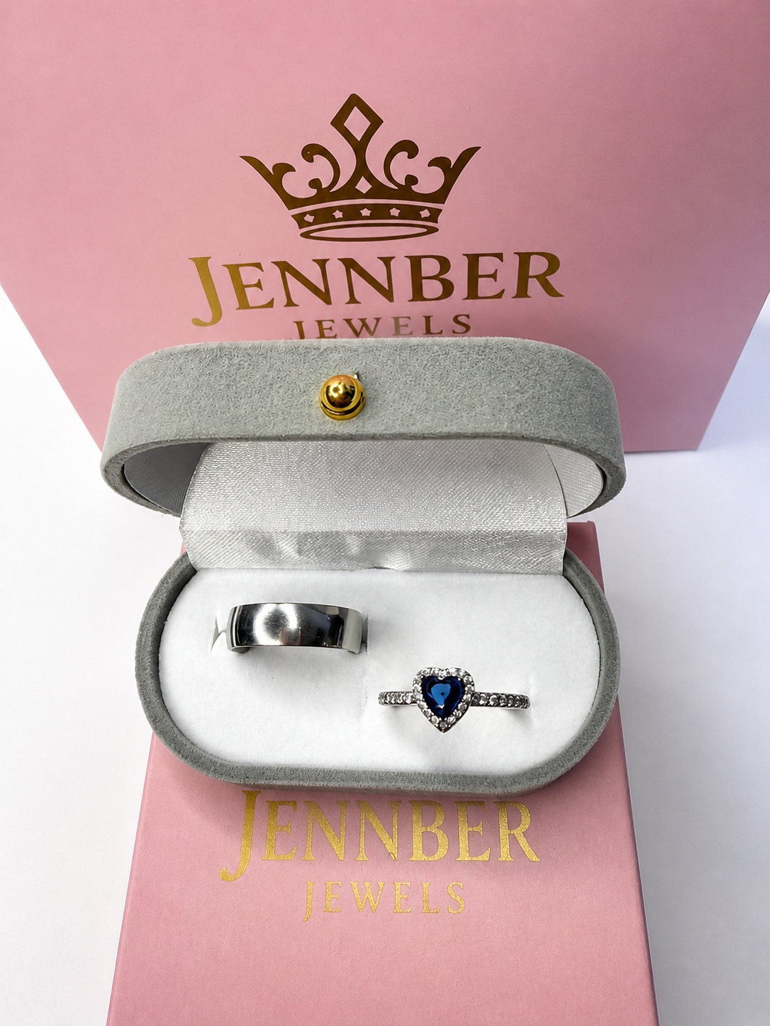 Anillo promesa  - Plata ley 925 corazon azul