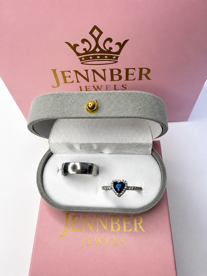 Anillo promesa  - Plata ley 925 corazon azul