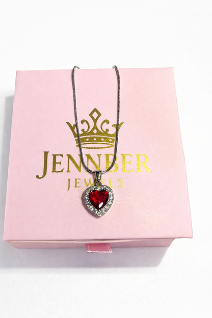 Collar  luxury corazon rojo  - Acero inoxidable