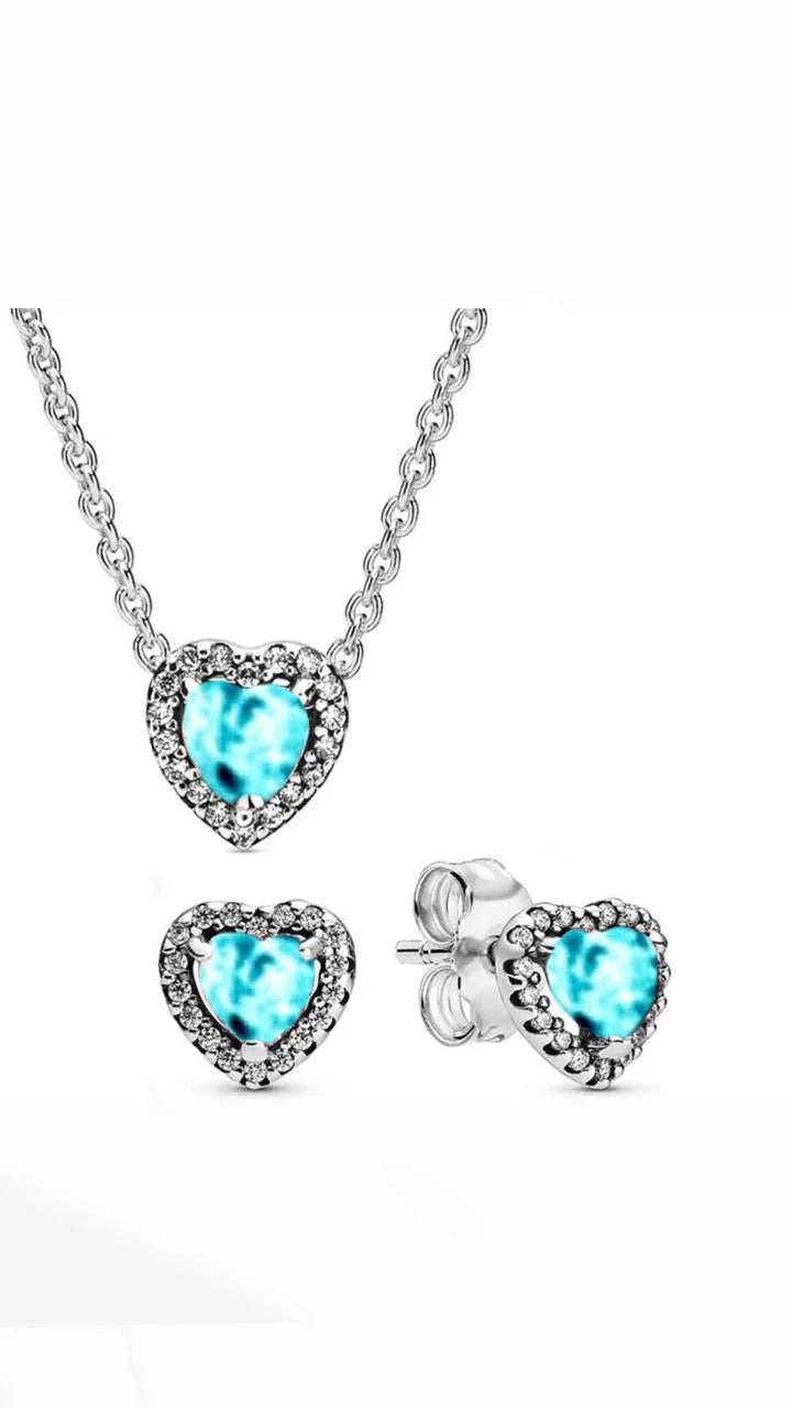 Set joyeria de plata ley 925 - piedra celeste