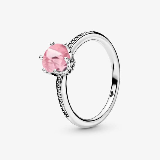 Anillo en plata ley 925 -Anillo Corona Resplandor Rosa