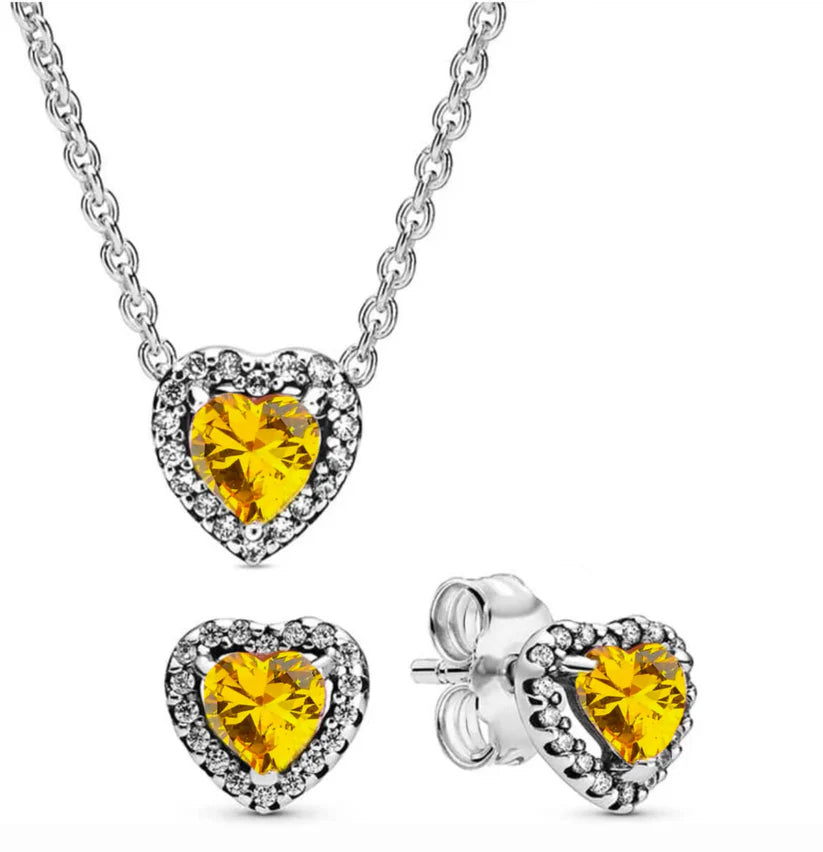 Set joyeria de plata ley 925 - piedra amarilla