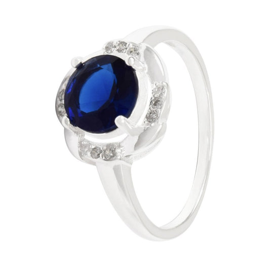 Blue zircon surrounded by micro zircons plata 925