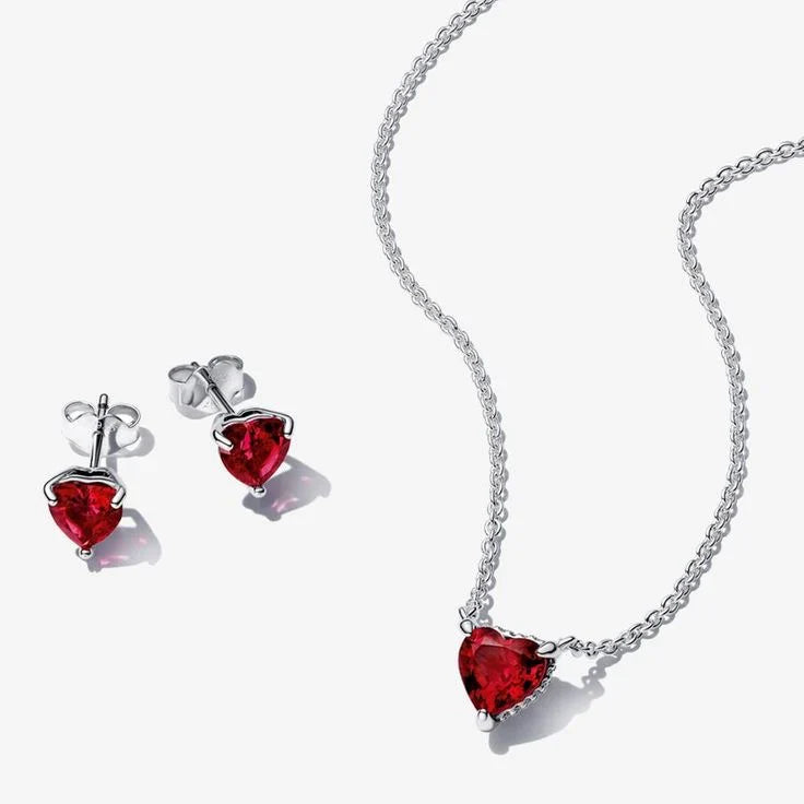 plata ley 925 - Relieve Rojo(Cadena + Aretes)