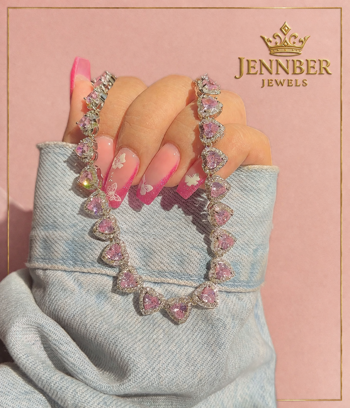 Collar modelo ariana grande - Piedra rosa   - Acero inoxidable