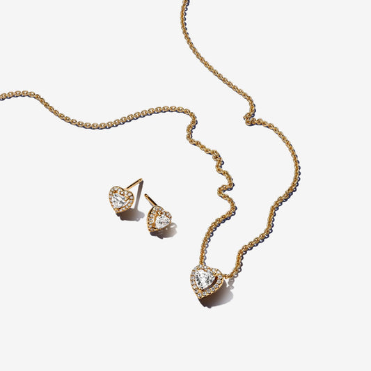 Set joyeria de plata ley 925 - enchapado en oro  piedra blanca