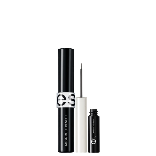 Máscara de Pestañas Mega Multi Benefit + Delineador Líquido Negro Punta Pincel Eye PRO
