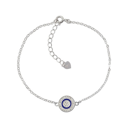 Pulsera Cadena Circulo Multipunto Y 18 Cms Color Azul Plata 925
