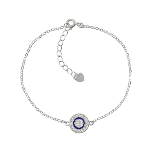 Pulsera Cadena Circulo Multipunto Y 18 Cms Color Azul Plata 925