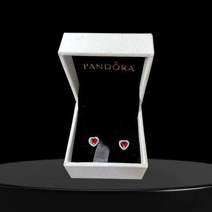 Pendientes de botón con forma de corazón - Rojo