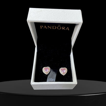 Pendientes de botón con forma de corazón oro rosa