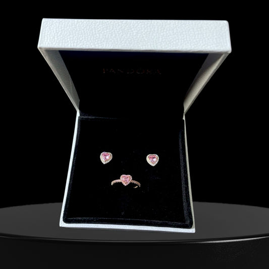 Set joyeria de plata ley 925 - enchapado en oro rosa piedra rosa
