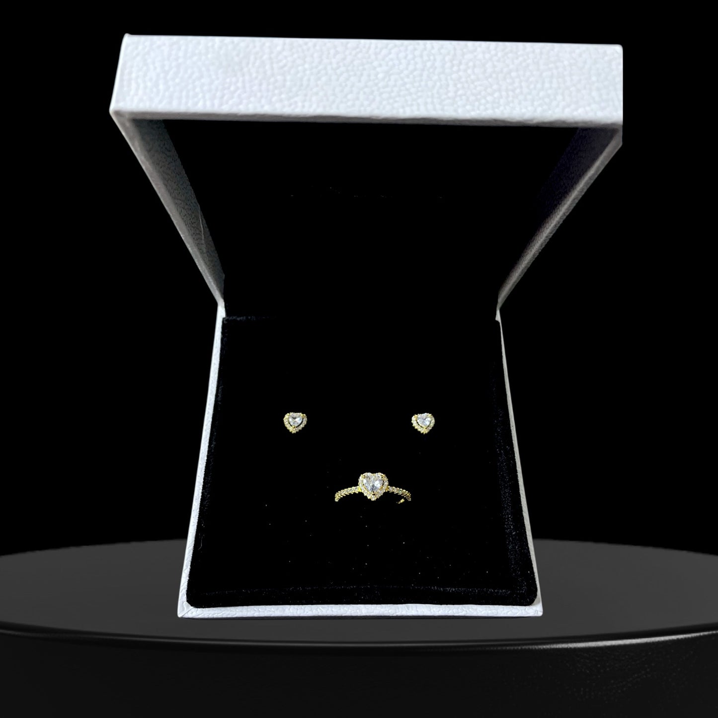 Set joyeria de plata ley 925 - enchapado en oro piedra blanca