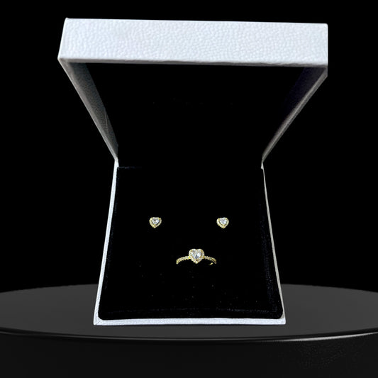 Set joyeria de plata ley 925 - enchapado en oro piedra blanca