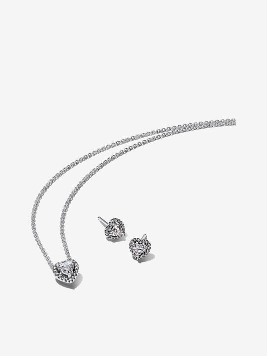 Set joyeria de plata ley 925 - corazon blanco