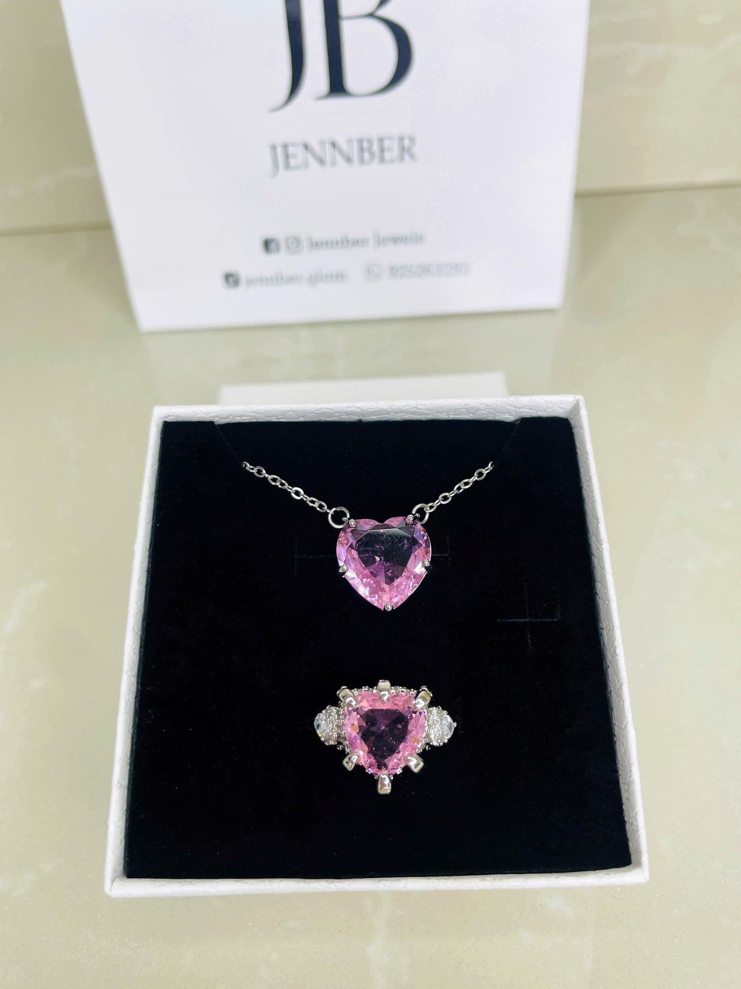 Collar Endless love sterling pink  + Silver heart 💕