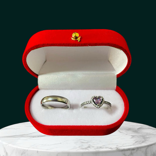 Anillo promesa  - Plata ley 925 corazon morado