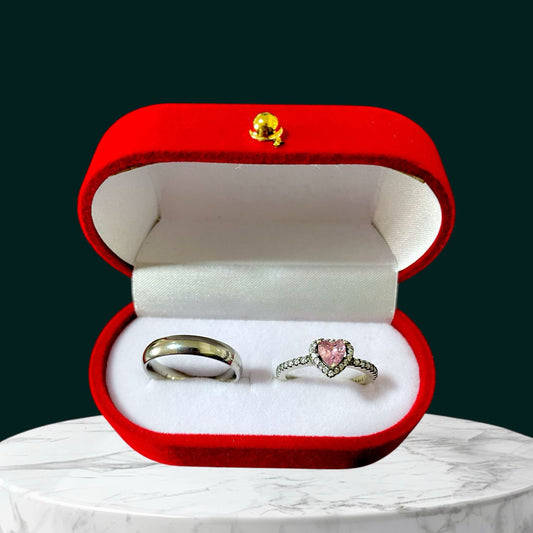 Anillo promesa  - Plata ley 925 corazon rosa