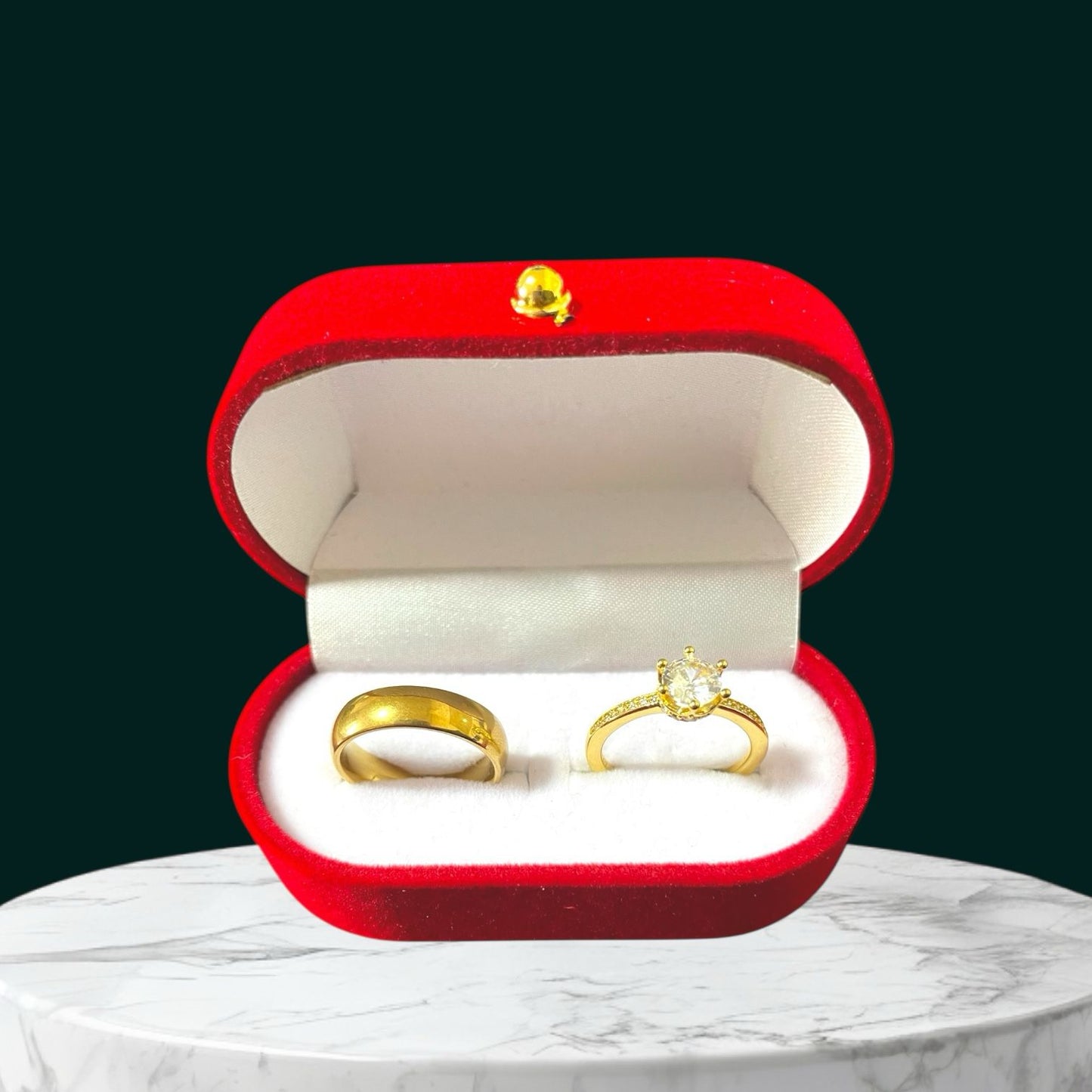Anillo promesa  -  Enchapado en oro corona