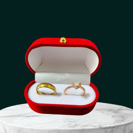 Anillo promesa  -  Enchapado en oro rosa corazon blanco