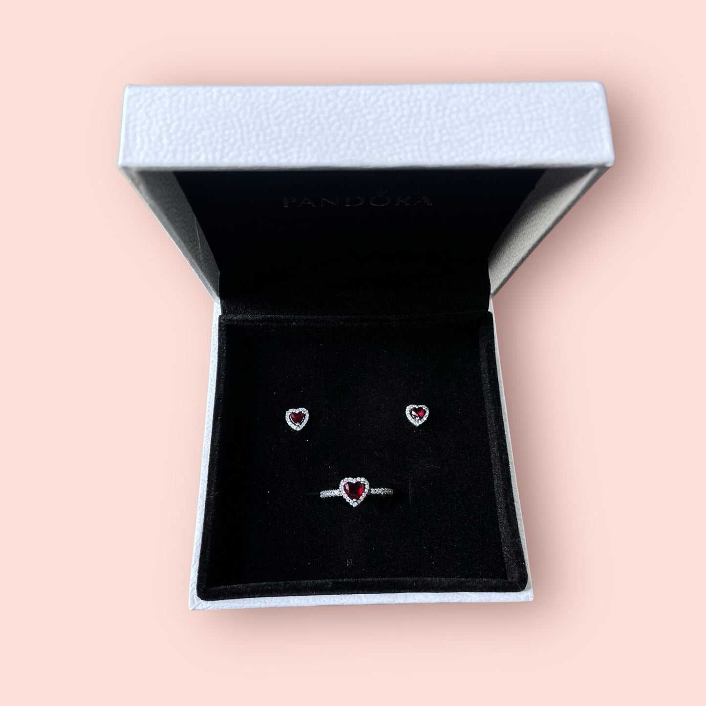 Set joyeria de plata ley 925 - corazon rojo