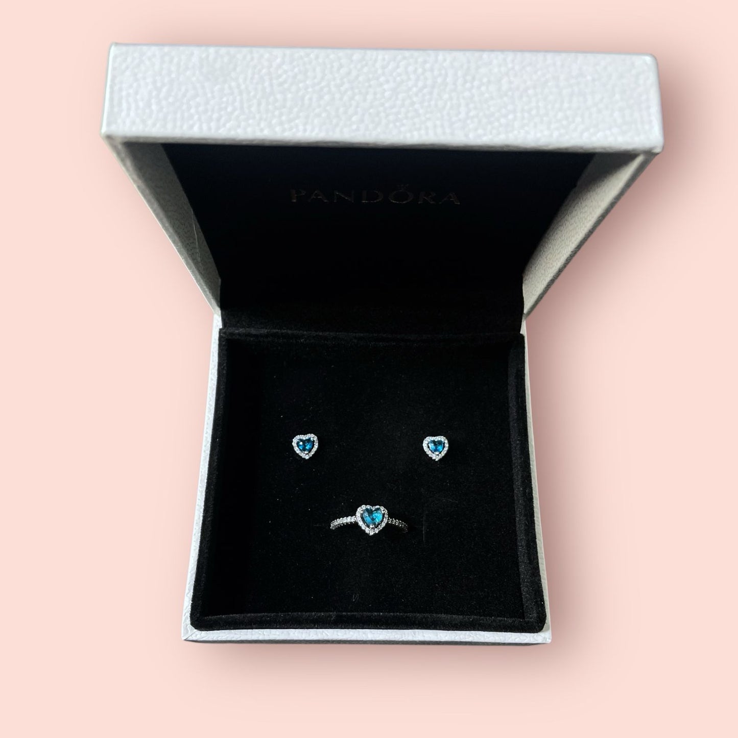 Set joyeria de plata ley 925 - corazon celeste