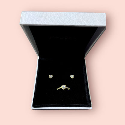 Set joyeria de plata ley 925 - enchapado en oro piedra blanca