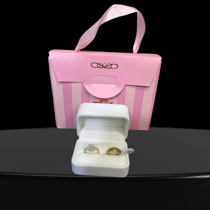 Anillo promesa - enchape oro piedra blanca