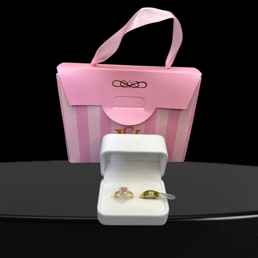 Anillos promesa - enchapado en oro corazon rosa
