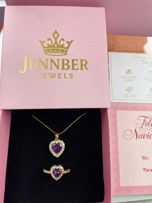 Set dúo  Doncella - oro rosa piedra lila