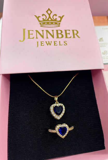 Set dúo Zafiro  gold   - oro rosa piedra azul