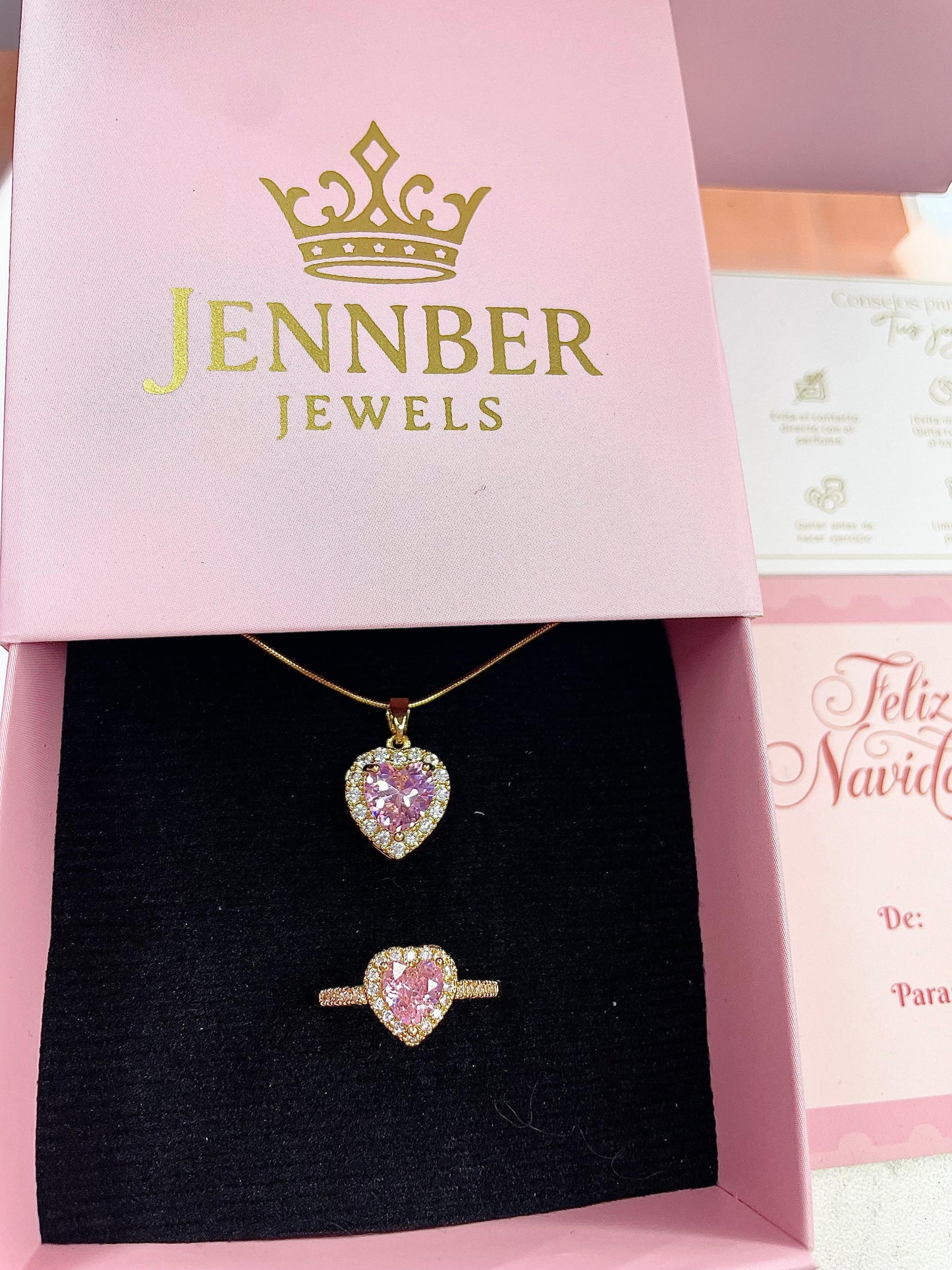 Set dúo  Princess gold - enchape oro piedra rosa