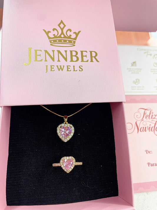 Set dúo  Princess gold - enchape oro piedra rosa